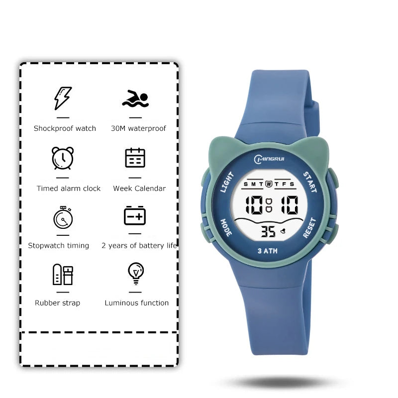 UTHAI C16 Kids Meow Star Watch Boys Girls Waterproof Alarm Electronic Wristwatch