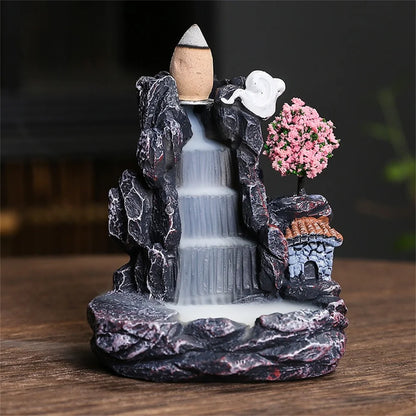 Incense Holder Backflow Waterfall Burner Ceramic Home Decor with Cones