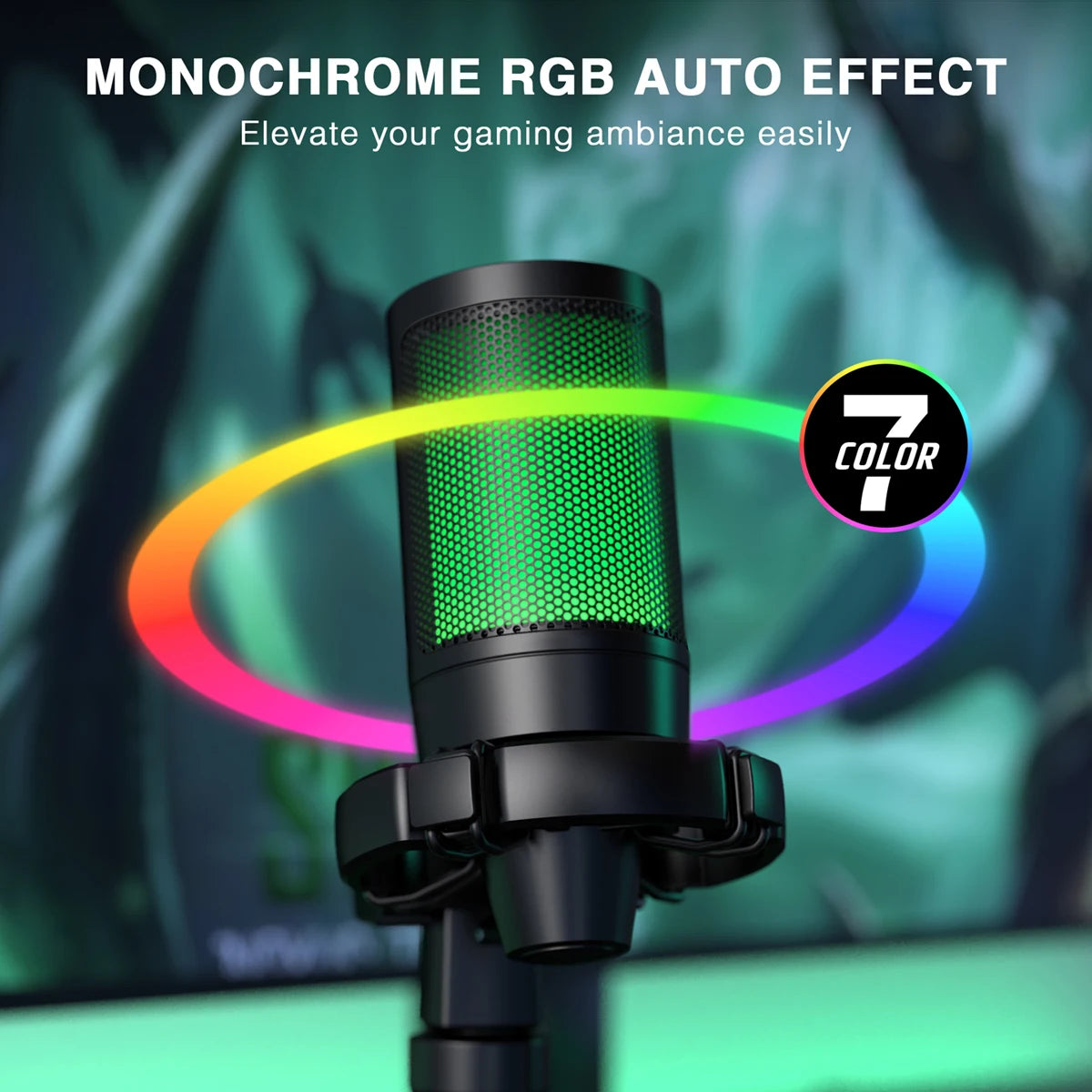 USB Gaming Microphone Condenser Mic for PC PS4/5 Streaming RGB