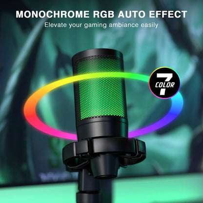 USB Gaming Microphone Condenser Mic for PC PS4/5 Streaming RGB