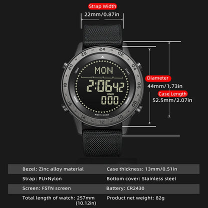 NORTH EDGE TANK 3 Military Digital Watch 50M Waterproof Compass Sport Men