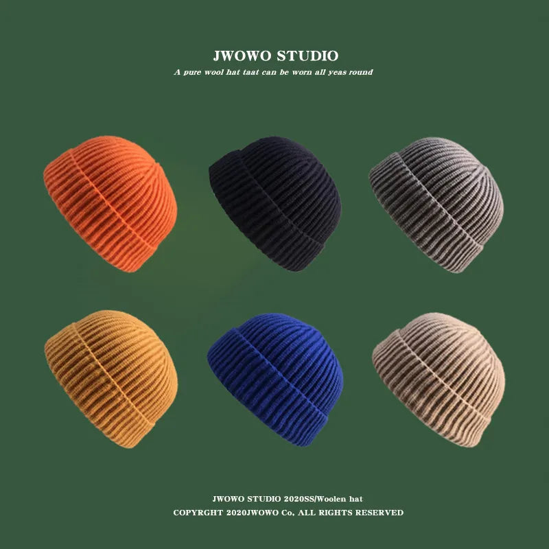 Winter Wool Knitted Beanie Hat Men Women Warm Cap Unisex Skull Cap