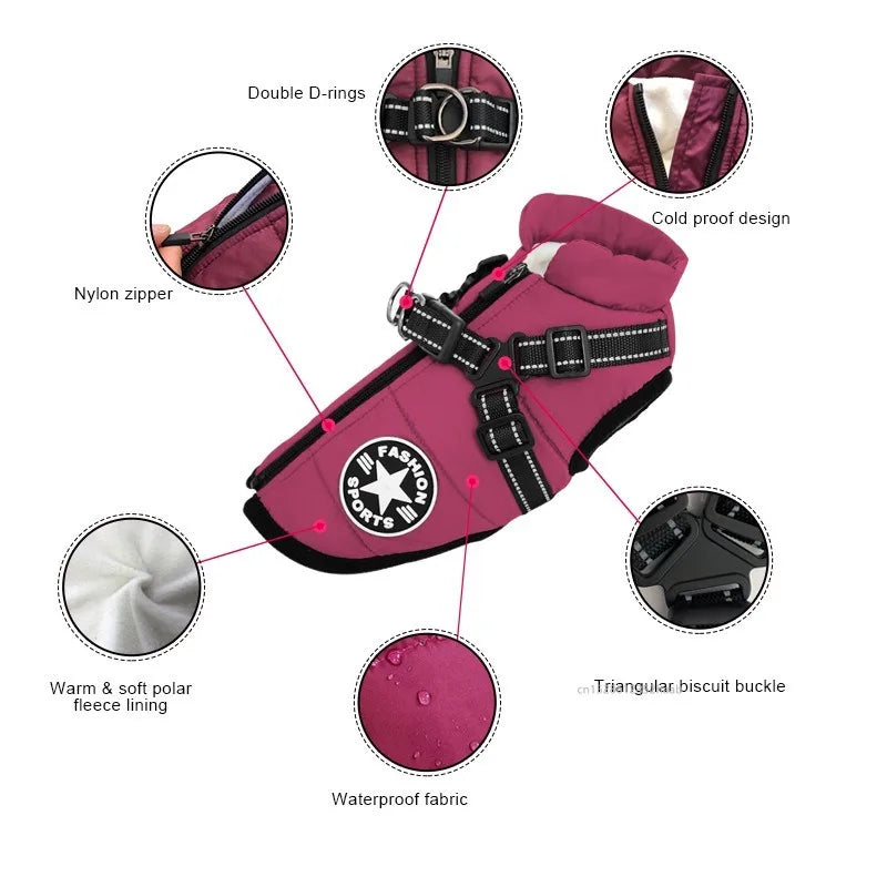 Waterproof Dog Coat Jacket Warm Winter Vest for Small Medium Pets
