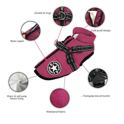 Waterproof Dog Coat Jacket Warm Winter Vest for Small Medium Pets