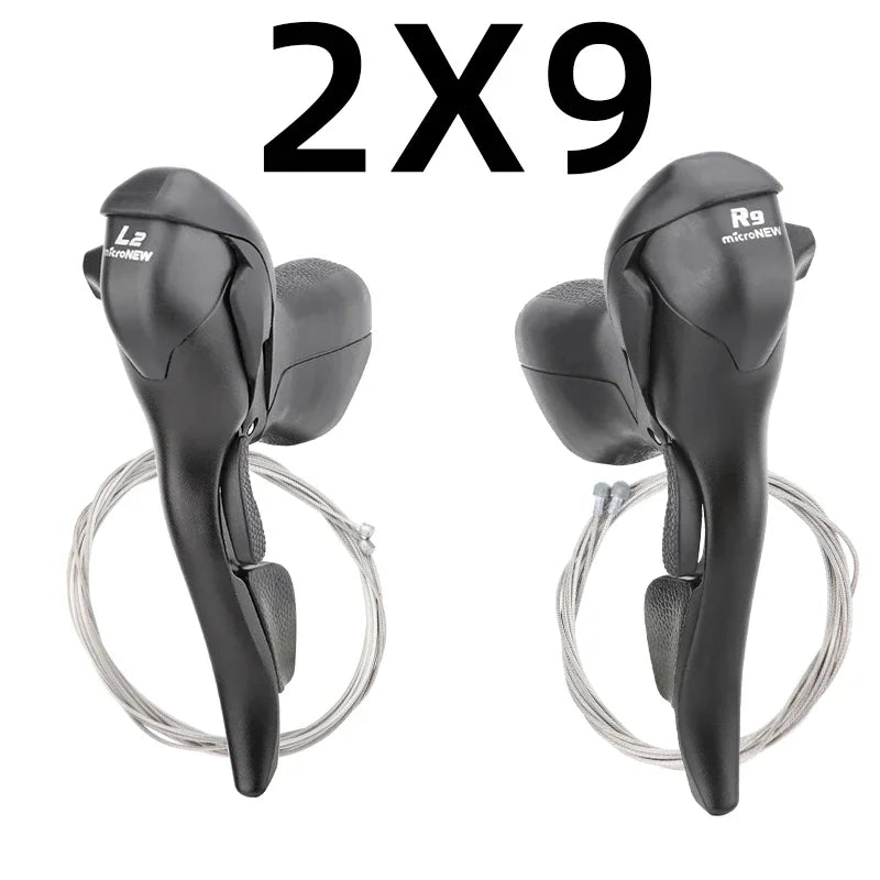 MicroNEW Road Bike Shifters 2×7–2×10 3×7–3×11 Brake Lever Set Compatible Shimano - EXPROTAS
