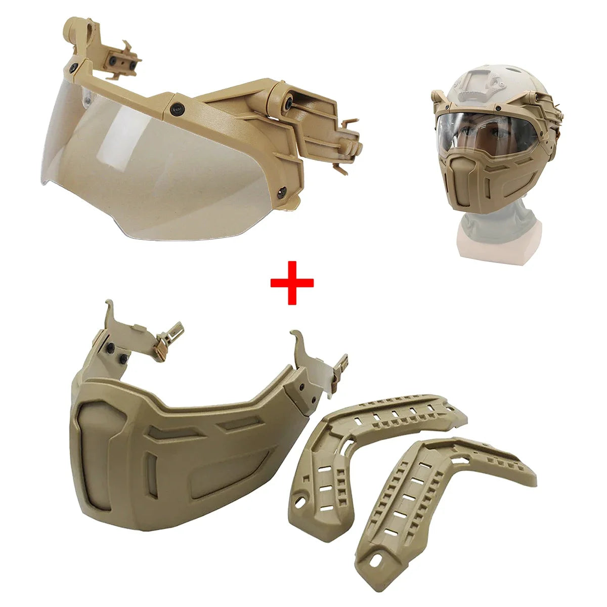 Tactical FAST Helmet w/ Flip Goggles & Half Face Mask Airsoft Paintball
