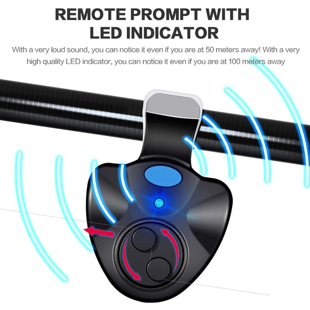 LED Fishing Bite Alarm Clip Carp Rod Bell Sound Indicator Night Sensor