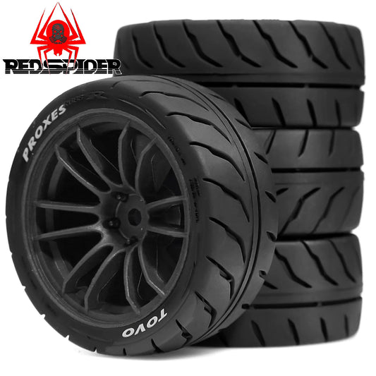 4pcs 68mm Rubber Tire Wheels 12mm Hex for Tamiya TT01 TT02 XV01 XV02 1/10