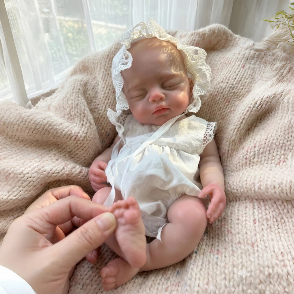 33cm Open Mouth Silicone Reborn Baby Girl Doll Full Body Soft Touch