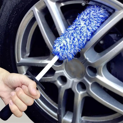 Car Wash Brush Long Handle Plush Cleaning Tool for Rims Spokes Barrel