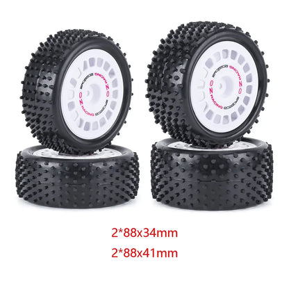 4Pcs 88mm Pre-Glued Road Wheels Tyres 1/10 RC Buggy TT-02B DT-02 Rally