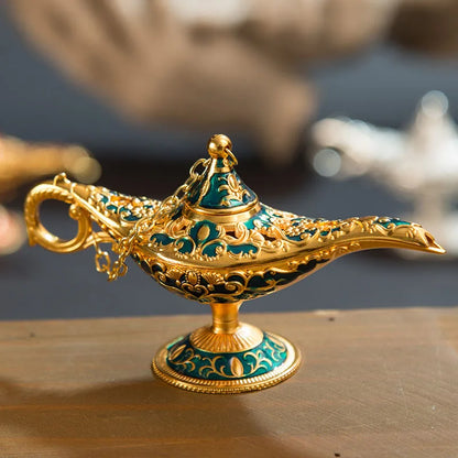 12cm Classic Aladdin Magic Genie Lamp Incense Burner Retro Wishing Oil Decor