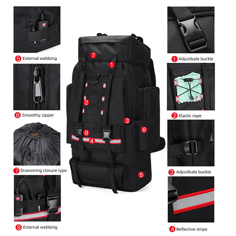 130L Hiking Camping Backpack Travel Large Luggage Bag Men Trekking Outdoor Sports Pack Molle Trekking Rucksack For Men Big Bag-EXPROTAS