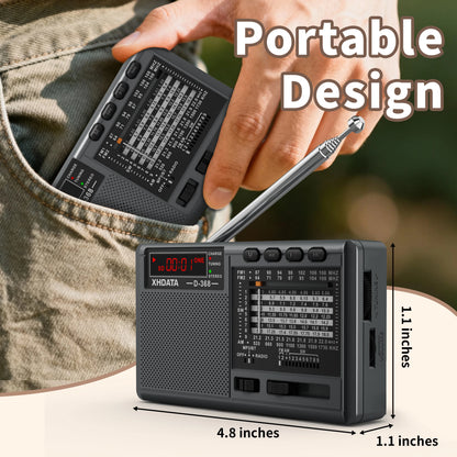USB Rechargeable Battery Portable XHDATA Radio FM AM SW MP3 Player