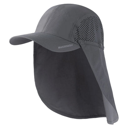 BASSDASH UPF 50+ Fishing Hat Foldable Cap with Removable Neck Flap