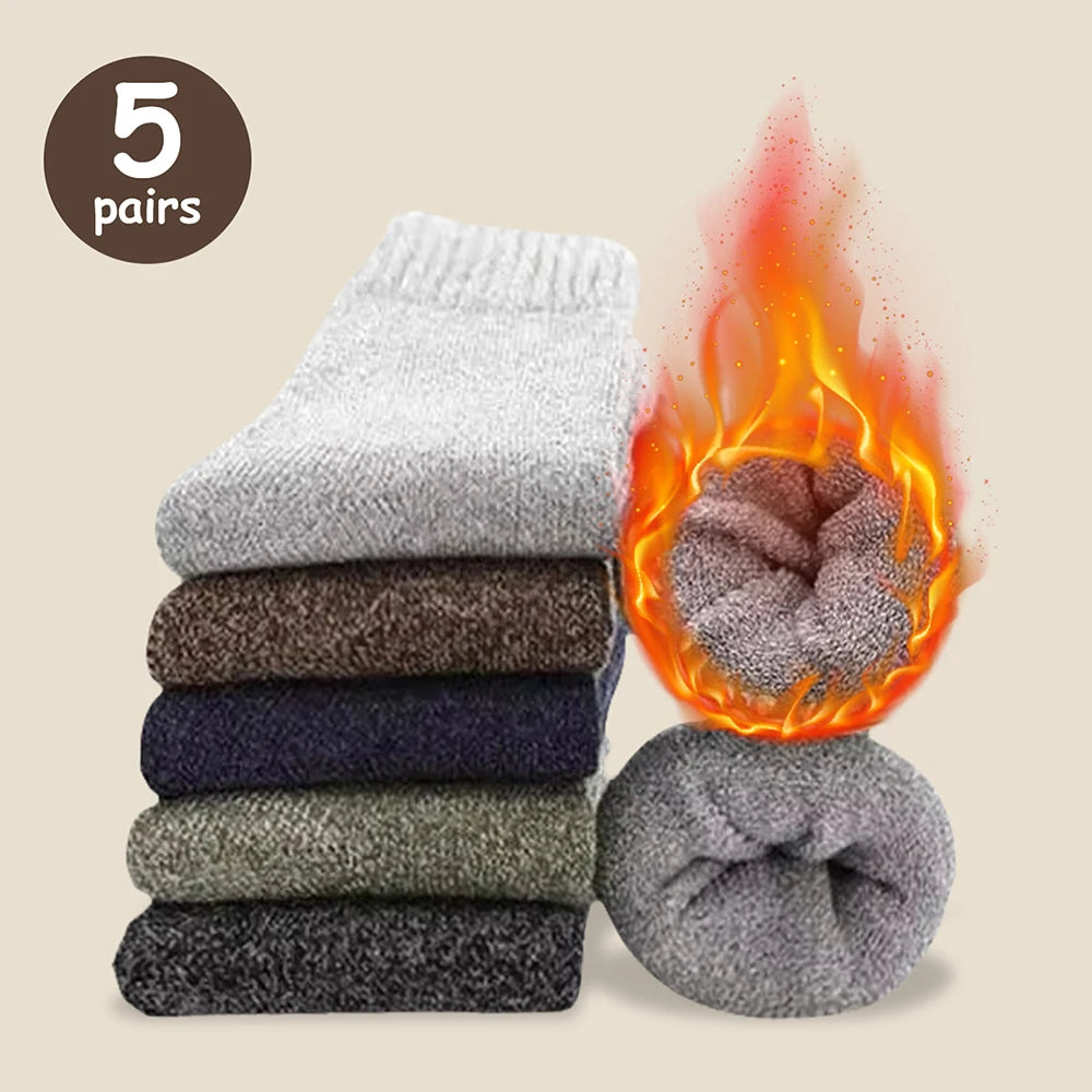 3/5 Pairs Thick Towel Mid-Calf Warm Socks for Winter Snow Boots