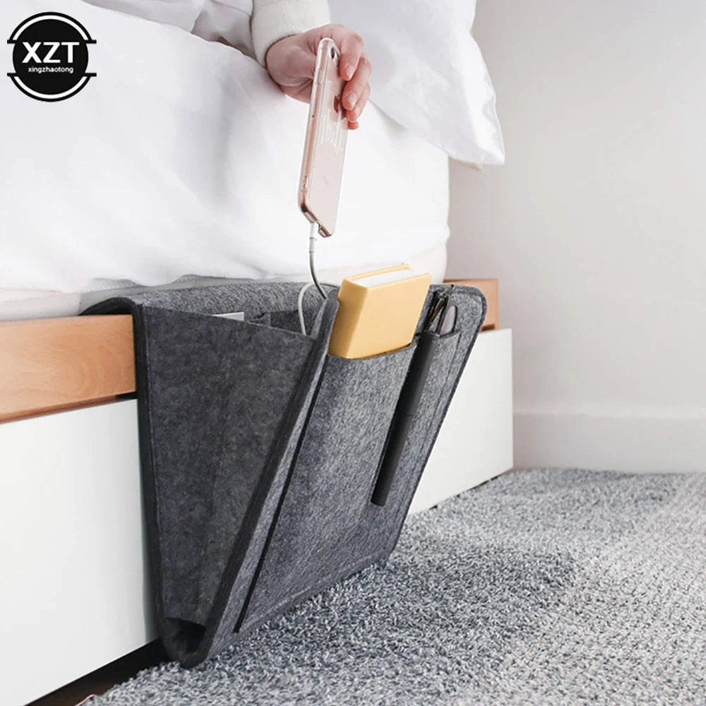 1pc Felt Bedside Storage Organizer Pocket Holder for Phone Book Tissue Sofa