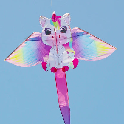 Unicorn Kite 50m String Easy Fly for Kids Beginners Pink Large