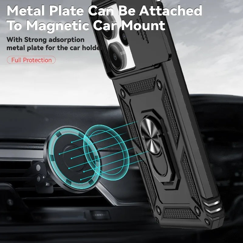 Xiaomi Redmi Note 10-14 Pro Shockproof Case Magnetic Ring Camera Cover