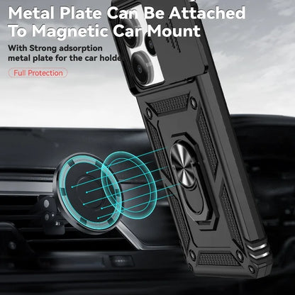 Xiaomi Redmi Note 10-14 Pro Shockproof Case Magnetic Ring Camera Cover