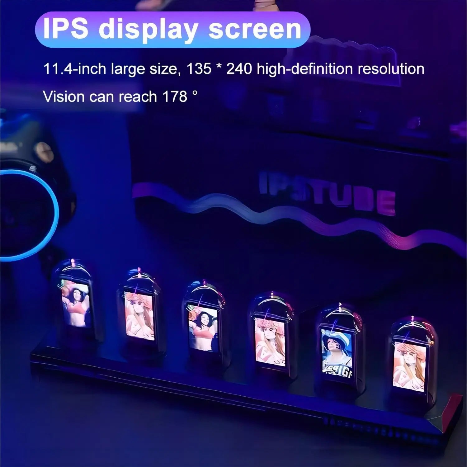 RGB Nixie Tube Clock LED Glows IPS Color Screen DIY Analog Digital Tube Night lights Gaming Desktop Home Decoration Gift Idea-EXPROTAS