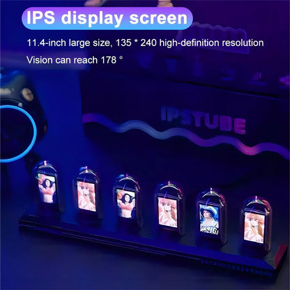 RGB Nixie Tube Clock LED Glows IPS Color Screen DIY Analog Digital Tube Night lights Gaming Desktop Home Decoration Gift Idea-EXPROTAS