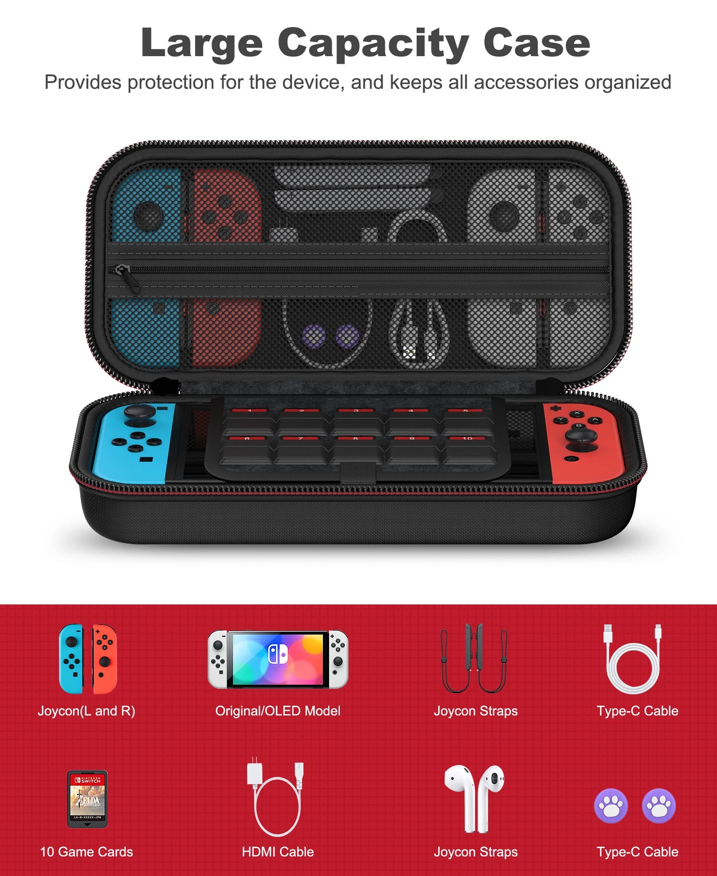 BEBOBCOOL Portable Carrying Case For Switch 2 & OLED Console Accessories Travel
