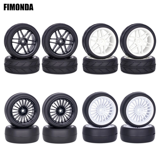 4PCS RC Wheels Tyres 65x26mm 12mm Hex for Tamiya TT01 TT02 XV01