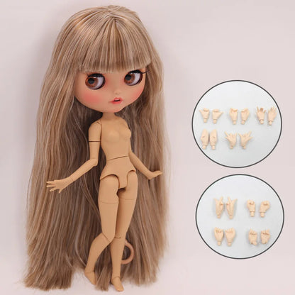 ICY DBS Blythe Doll Pouting Mouth Tan Skin Matte Face 1/6 BJD Joint Body