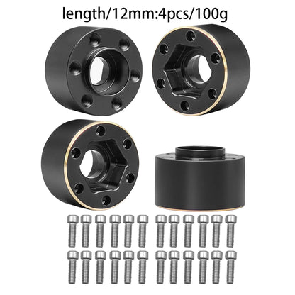 12mm Brass Wheel Weights | Hex Hub Adapter for 1/10 RC SCX10 TRX4 1.9" Rims