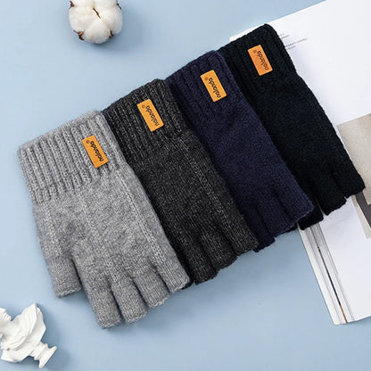 Knitted Gloves Fingerless Winter Warm Thermal Mittens for Men Women Unisex