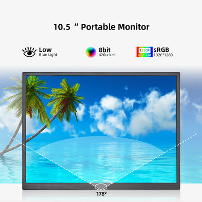 ZSUS 10.5" Portable Monitor 1280P 100% sRGB for PS5 Xbox Switch PC