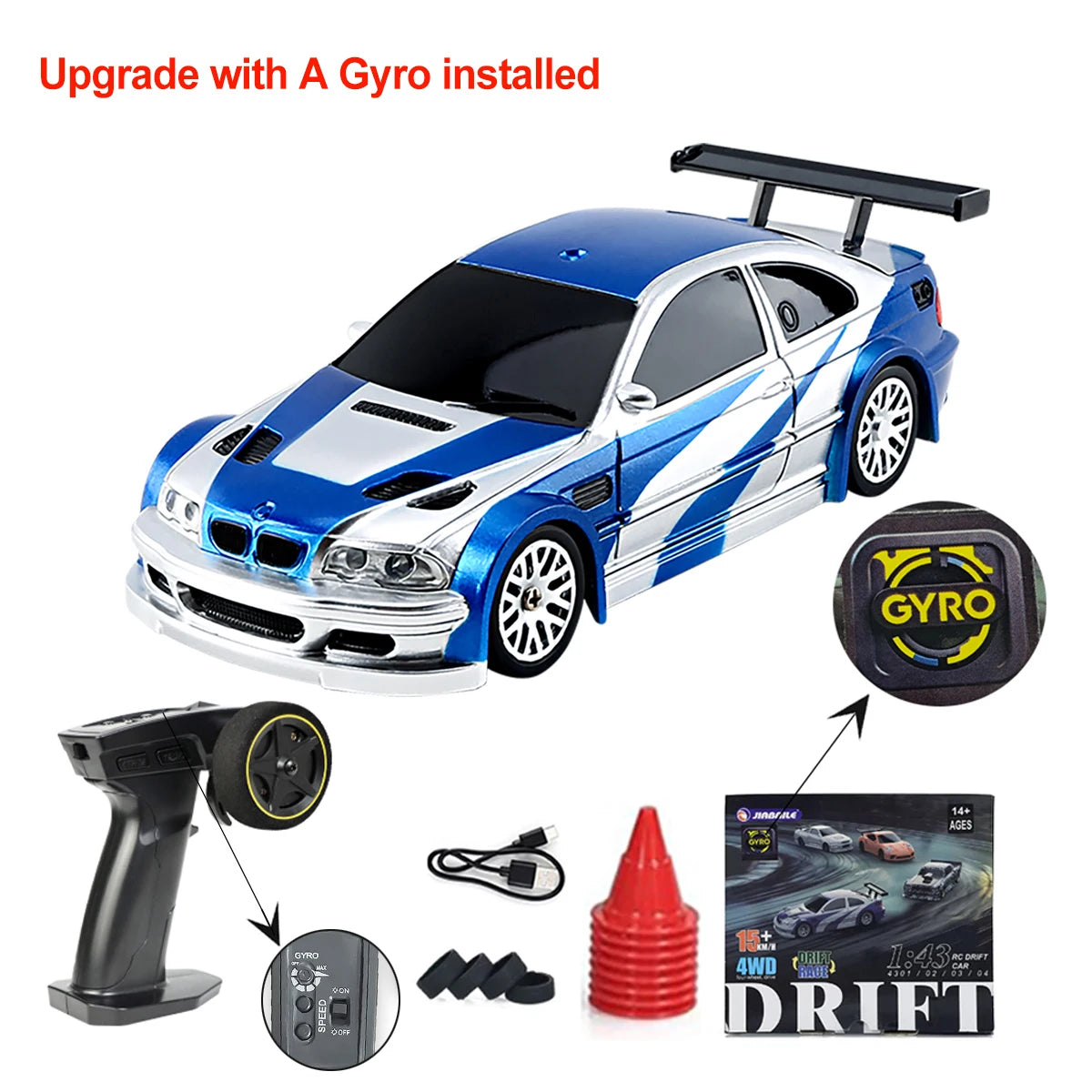 Gyro 1/43 RC Drift Car 4WD RTR High Speed Radio Control 2.4G Mini Racing
