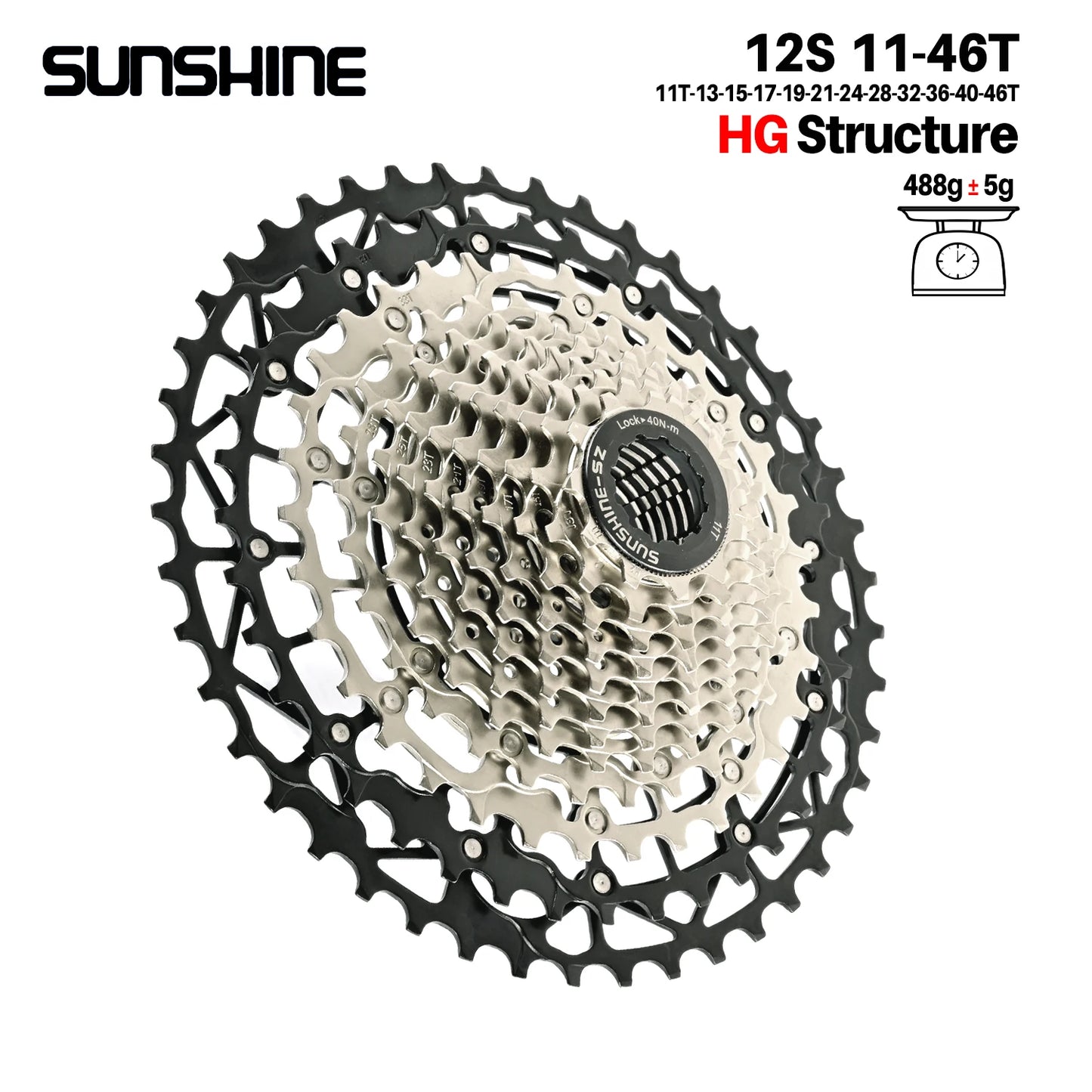 SUNSHINE Ultralight Carbon Steel Bicycle Cassette 9/10/11/12/13 Speed HG Sprocket MTB