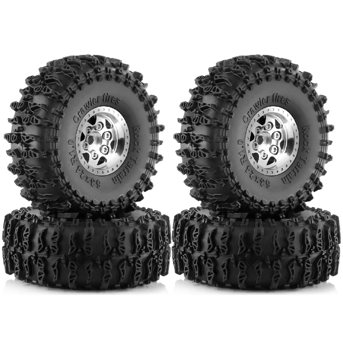 4pcs Beadlock Wheel Tire Set for 1/18 1/24 RC Crawler TRX4M SCX24