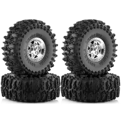 4pcs Beadlock Wheel Tire Set for 1/18 1/24 RC Crawler TRX4M SCX24