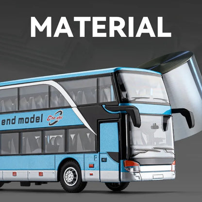 1:30 Sound Light Double Decker Bus Alloy Diecast Model for Kids Gifts