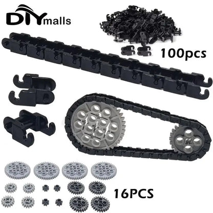 100Pcs Link Chain Gear Parts for MOC Building Blocks Train Toys