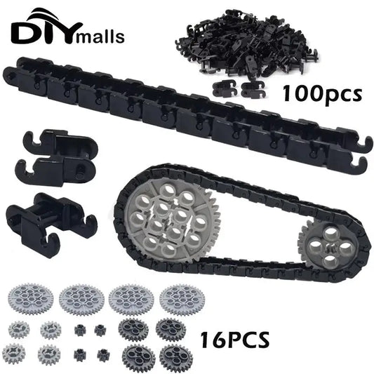100Pcs Link Chain Gear Parts for MOC Building Blocks Train Toys