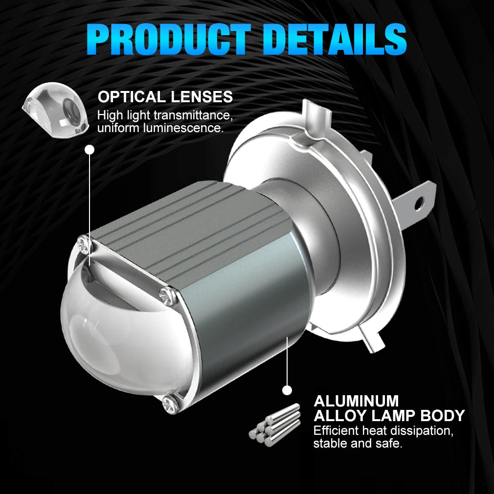 Fog Light H4 LED Headlight Bulb 60000LM Hi/Lo Beam Motorcycle 12V