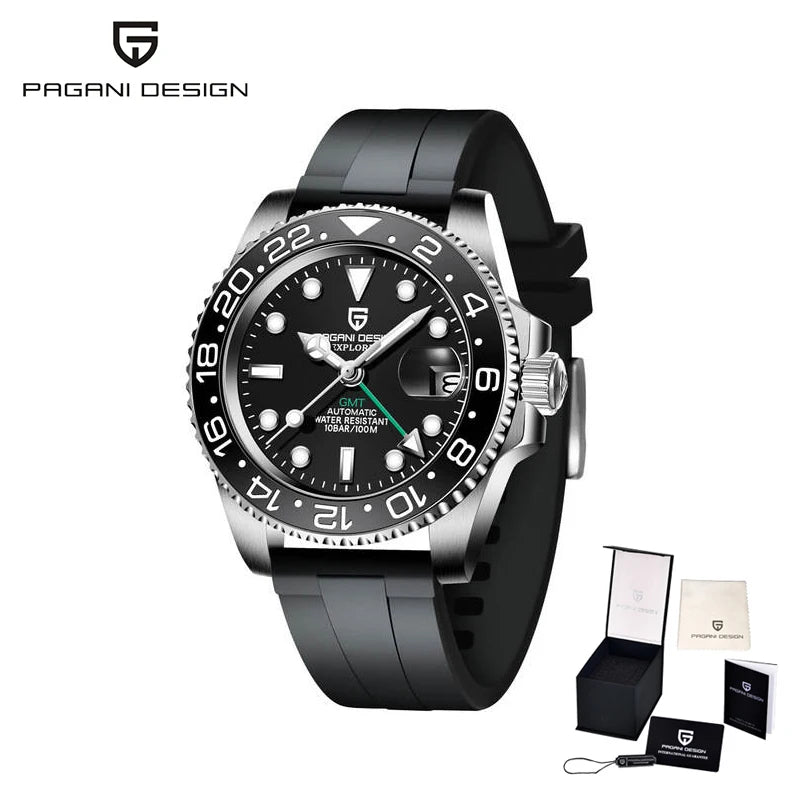 PAGANI Design PD-1662 Men’s Automatic Watch Stainless Steel Ceramic Bezel Waterproof