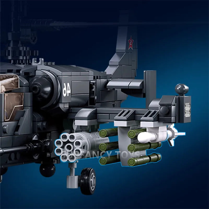 913PCS KA-52S Helicopter Gunship Model Bricks Coaxial Inversion Weapon Creative Building Blocks Educational Toys for Children-EXPROTAS
