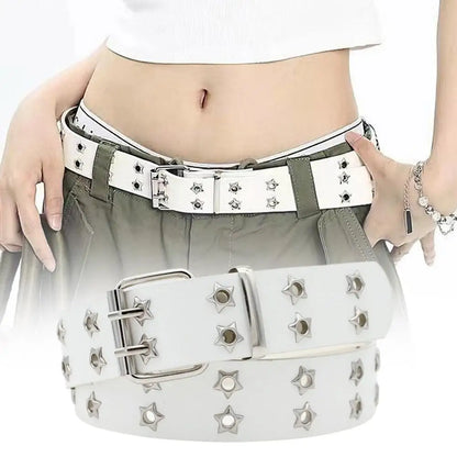 Leather Belt Y2K Punk Rivet Studded Waist Strap for Women Jeans Gothic