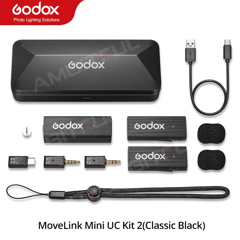 Godox MoveLink Mini LT UC 2.4GHz Wireless Lavalier Microphone Kit for iPhone Type-C Smartphones DSLR Cameras