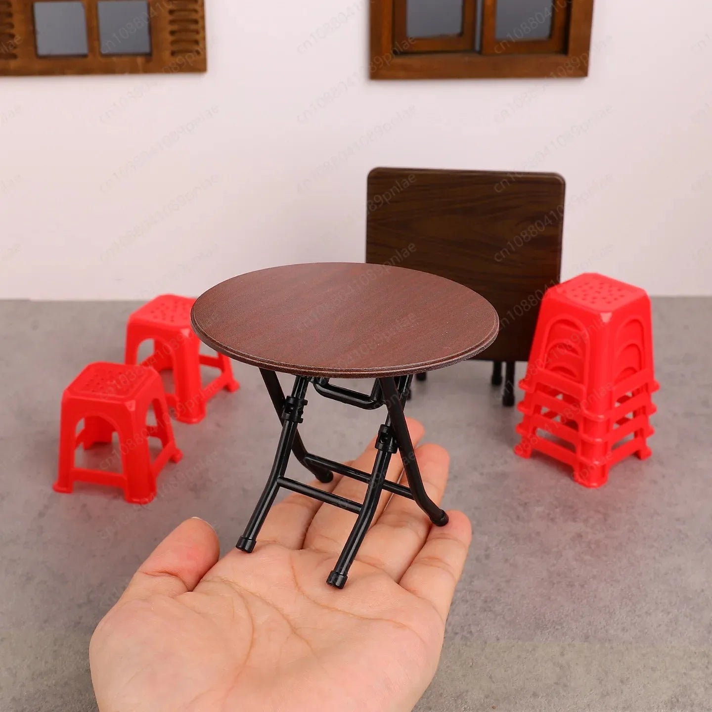 Miniature Vintage Table and Chair Set Dollhouse Furniture for Kids Play