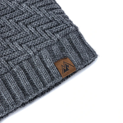 Unisex Peak Label Winter Hat Fur-Lined Knitted Beanie Warm Outdoor Sports Cap - EXPROTAS