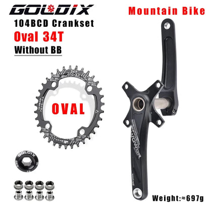GOLDIX MTB Crankset 104BCD with Narrow Wide Chainring Round or Oval Options - EXPROTAS