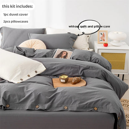 3pcs Double Duvet Cover King Size 100% Cotton Bedding Quilt Covers 220x240