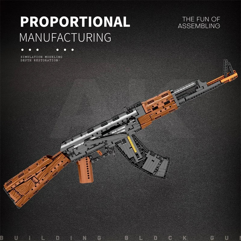AK47 Assault Rifle Model Building Blocks Military Army Weapon Shootable Imitation Gun Bricks Children’s Holiday Gifts DIY Toys-EXPROTAS