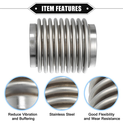 UXCELL Exhaust Flex Pipe | 38/45/50/60mm Bellows Connector Stainless Universal
